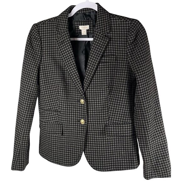J. Crew women’s size 4 XS gray black herringbone wool blend Keaton's Boy Blazer - Picture 1 of 8
